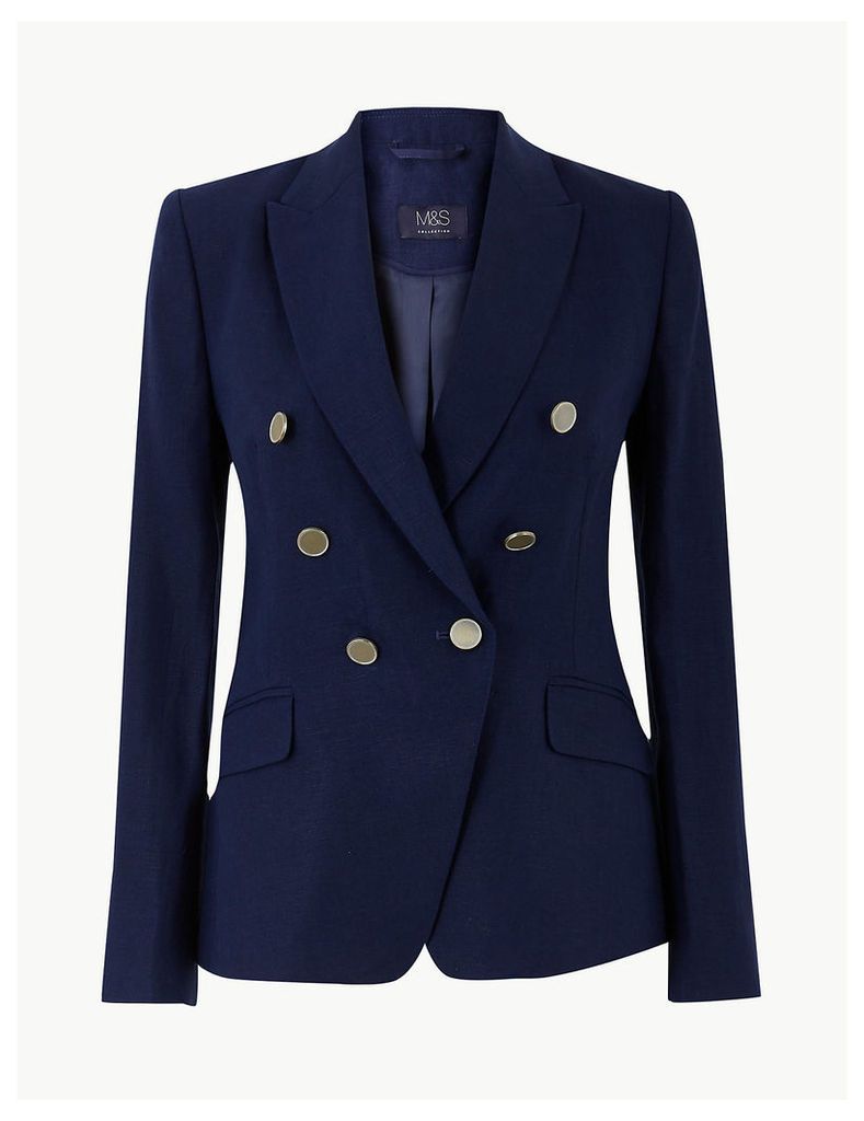 M&S Collection Pure Linen Double Breasted Blazer
