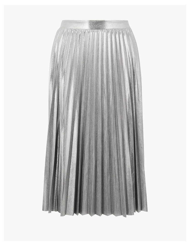 M&S Collection Metallic Jersey Pleated Skirt