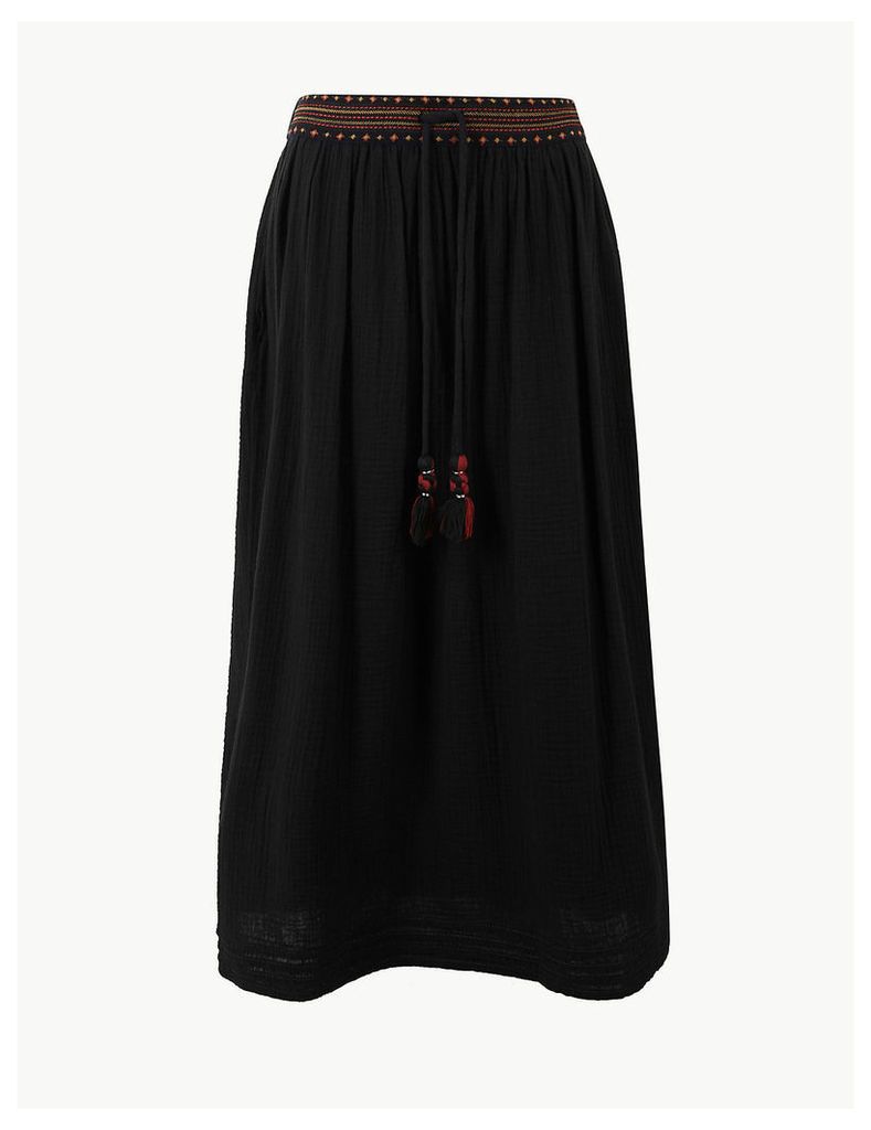 Per Una Pure Cotton A-Line Midi Skirt