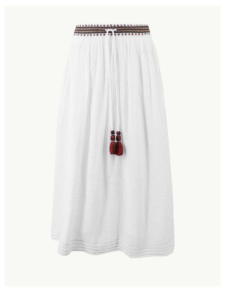 Per Una Pure Cotton A-Line Midi Skirt