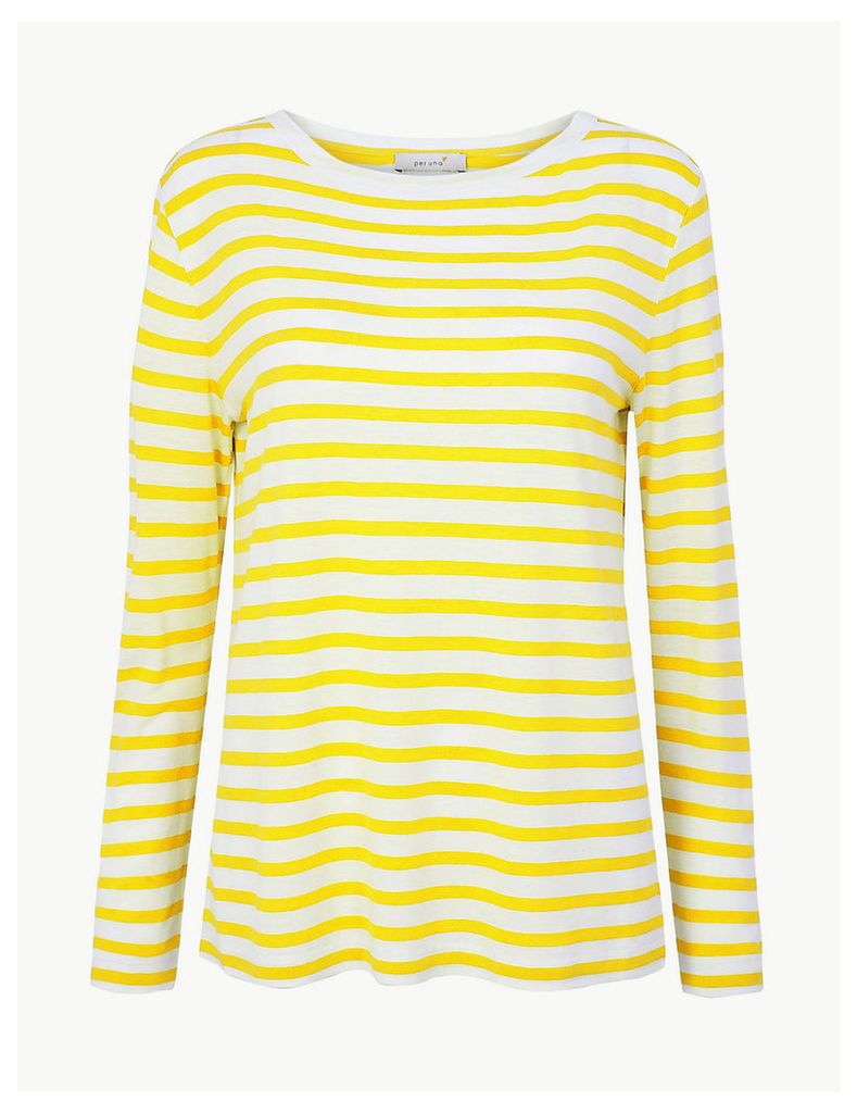 Per Una Striped Long Sleeve T-Shirt with Linen