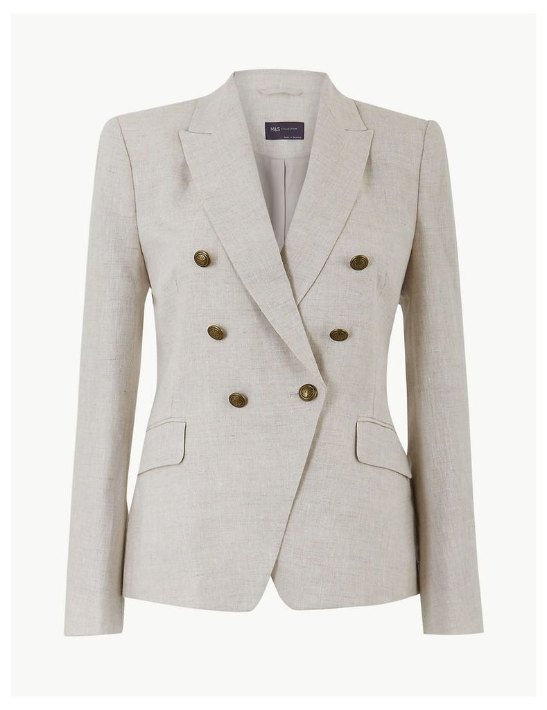 M&S Collection Pure Linen Single Breasted Blazer