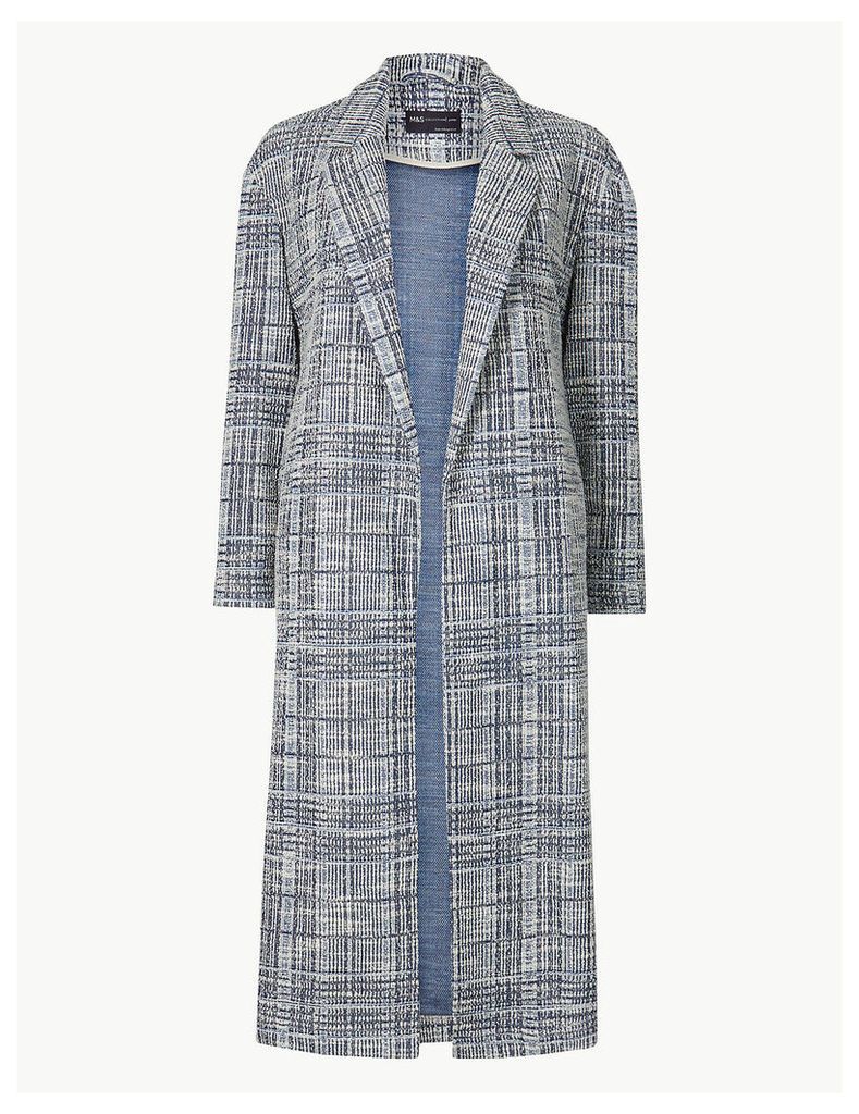 M&S Collection PETITE Checked Open Front Coat