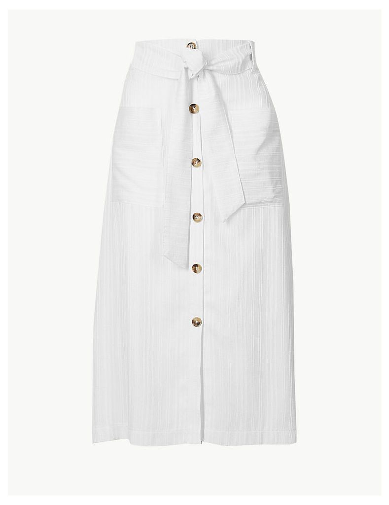 Per Una Button Detailed A-Line Midi Skirt