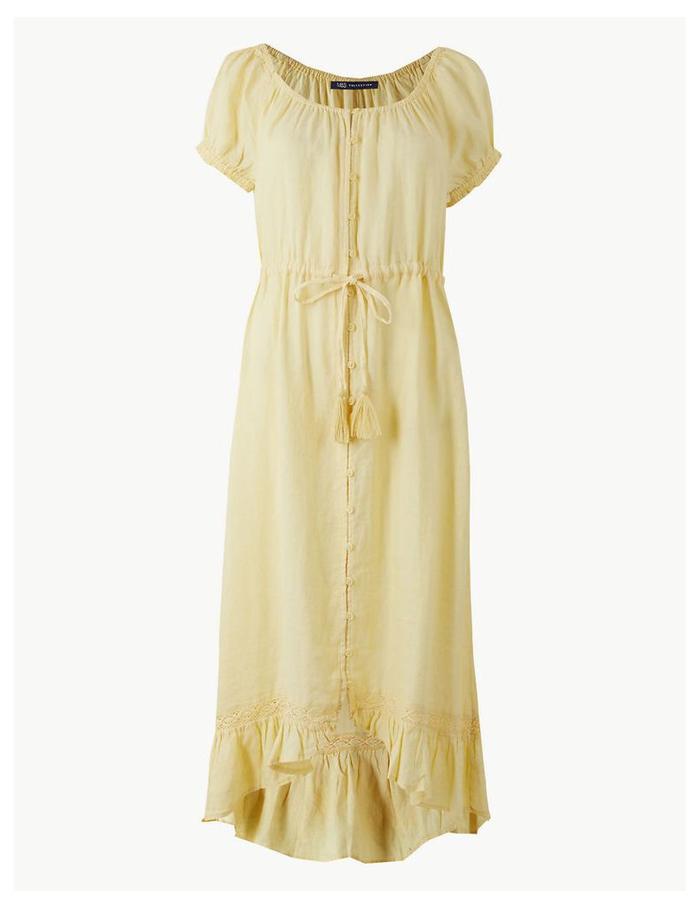 M&S Collection Pure Linen Waisted Midi Dress