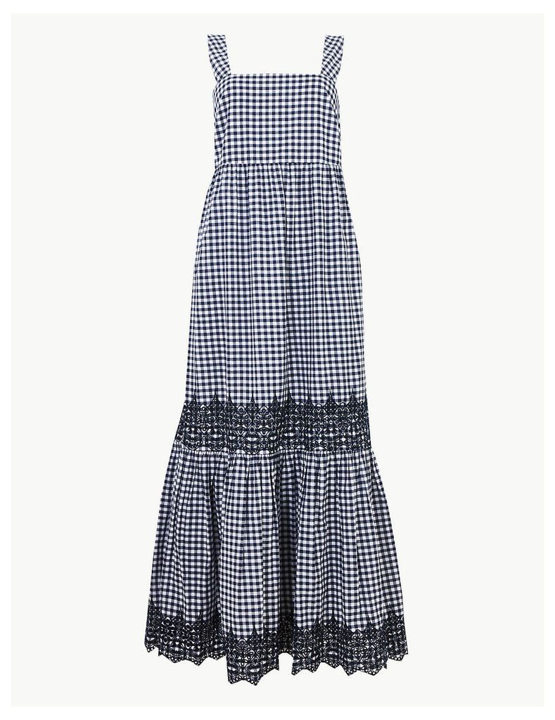 M&S Collection Pure Cotton Gingham Slip Maxi Dress