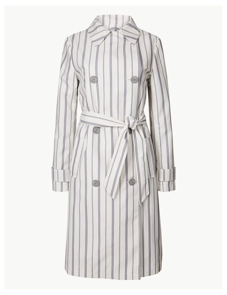 M&S Collection Striped Double Breasted Trench Coat