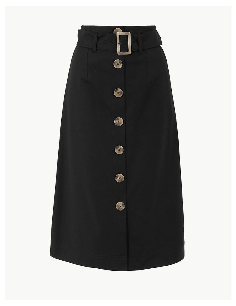 M&S Collection Button Detailed Fit & Flare Skirt