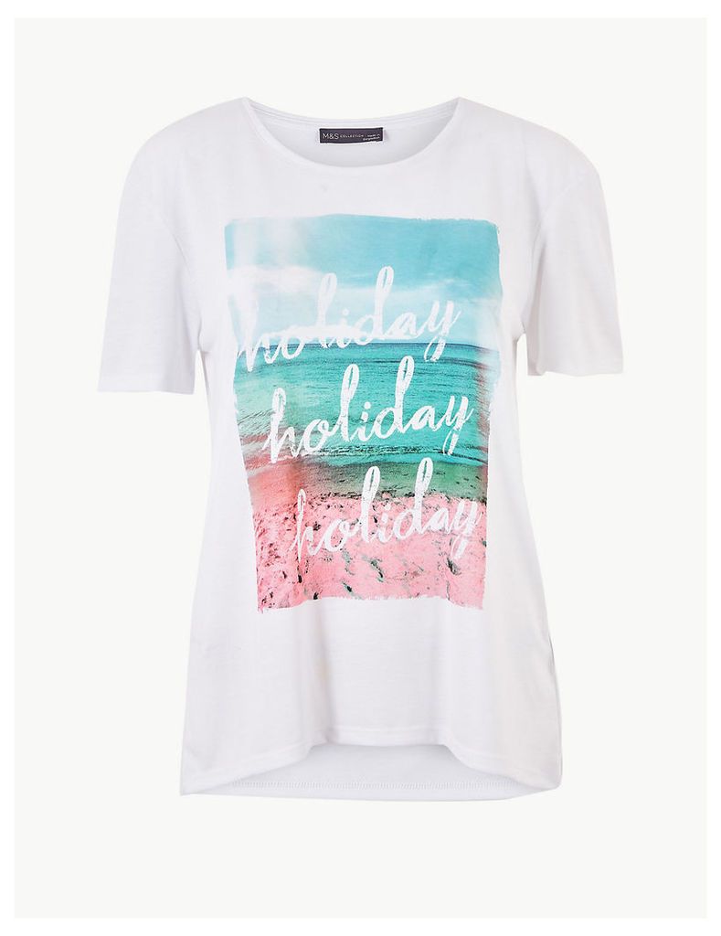 M&S Collection Relaxed Fit Holiday Short Sleeve T-Shirt
