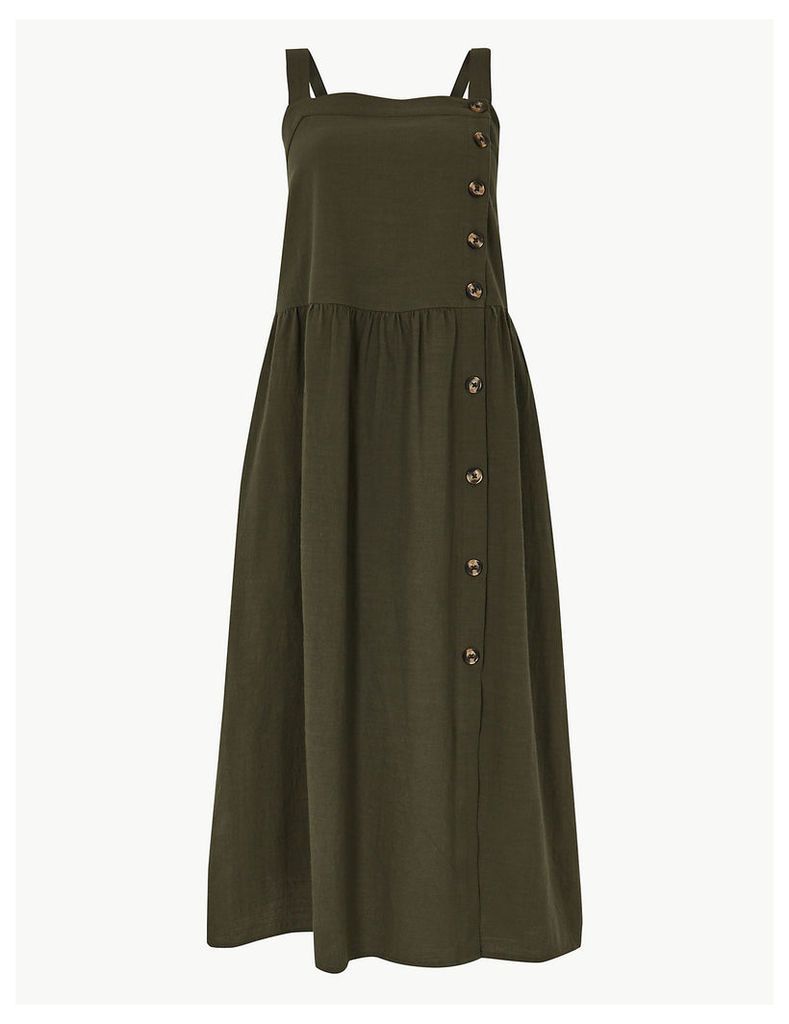 M&S Collection Pure Cotton Midi Waisted Dress