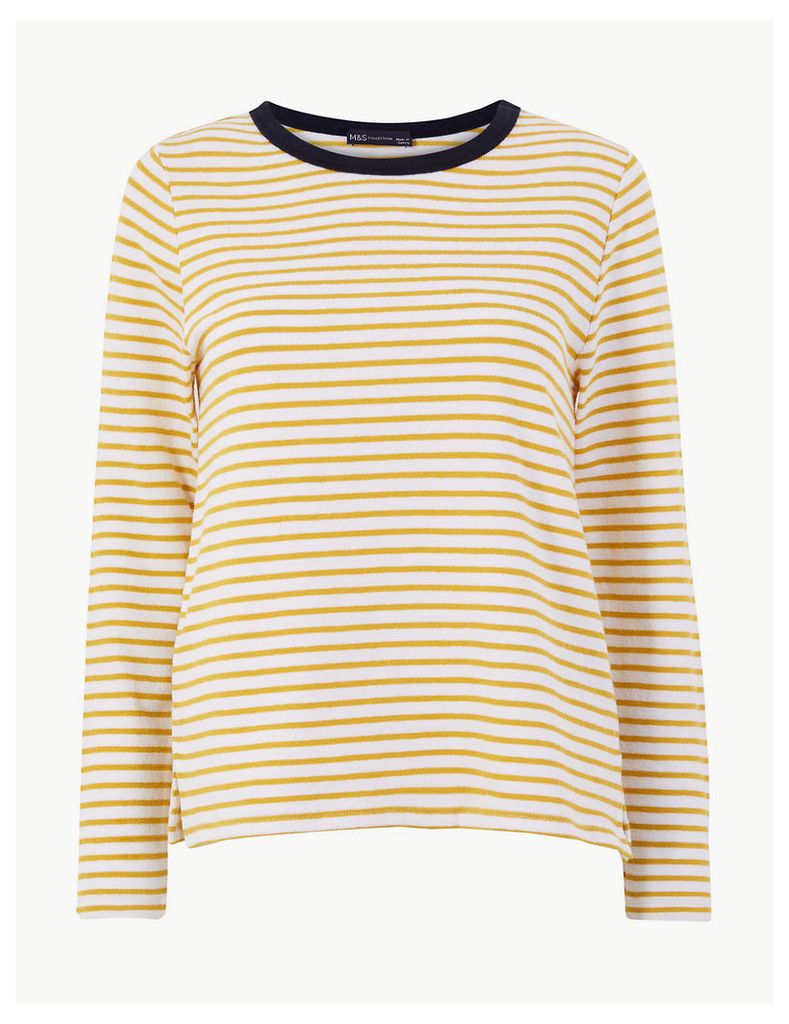 M&S Collection Pure Cotton Striped Regular Fit Sweatshirt