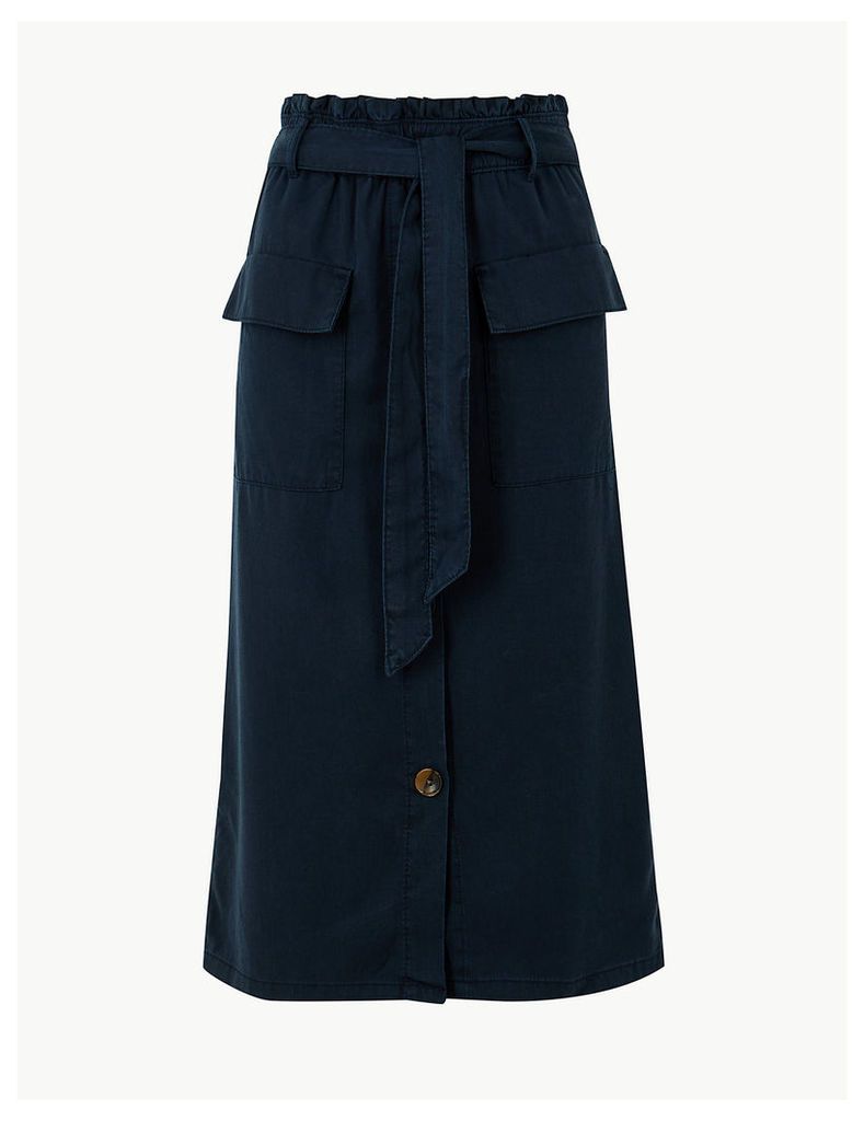 M&S Collection Midi A-Line Skirt with Cotton