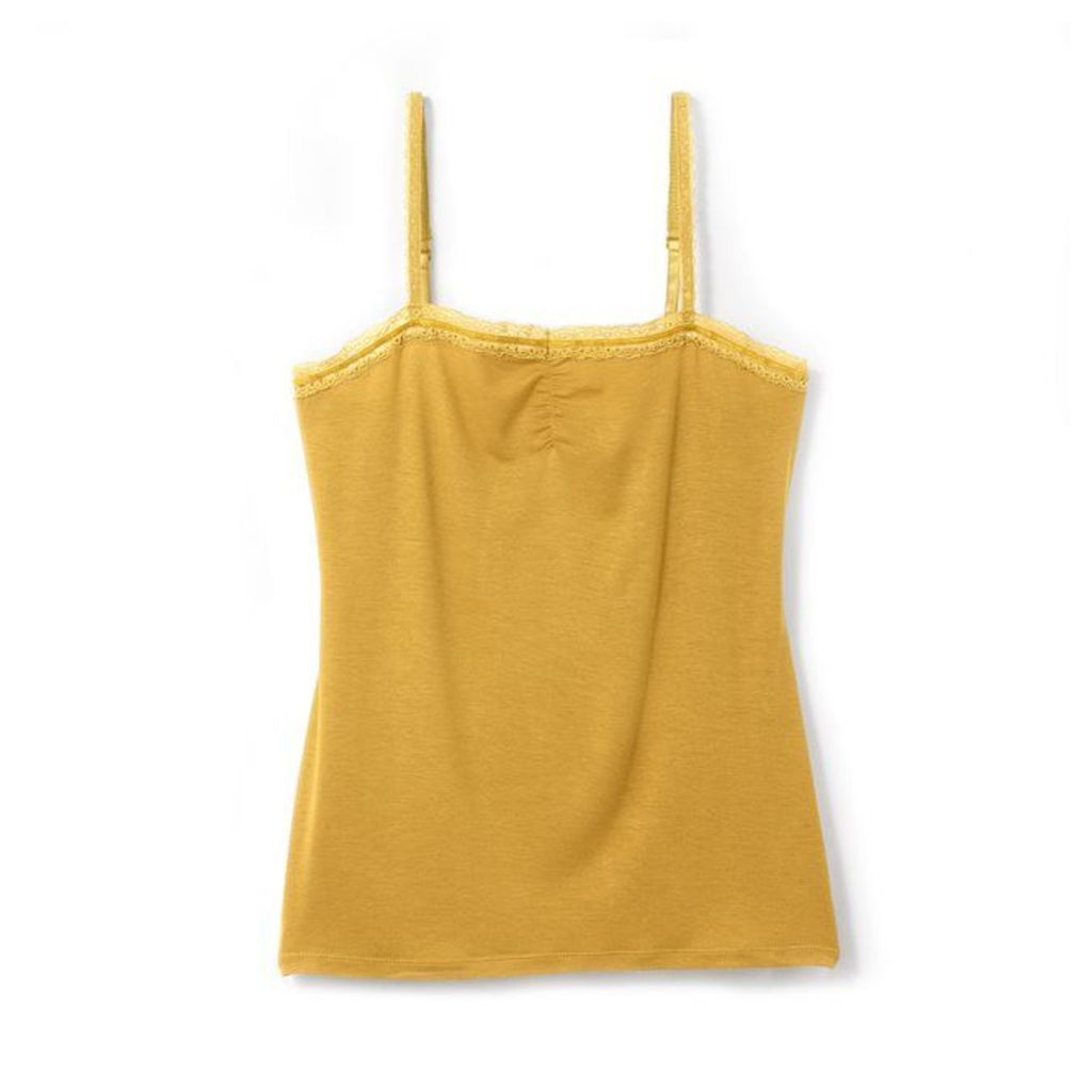 Cotton and Modal Top with Shoestring Straps