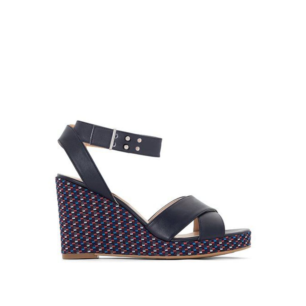 Graphic Print Wedge Sandals