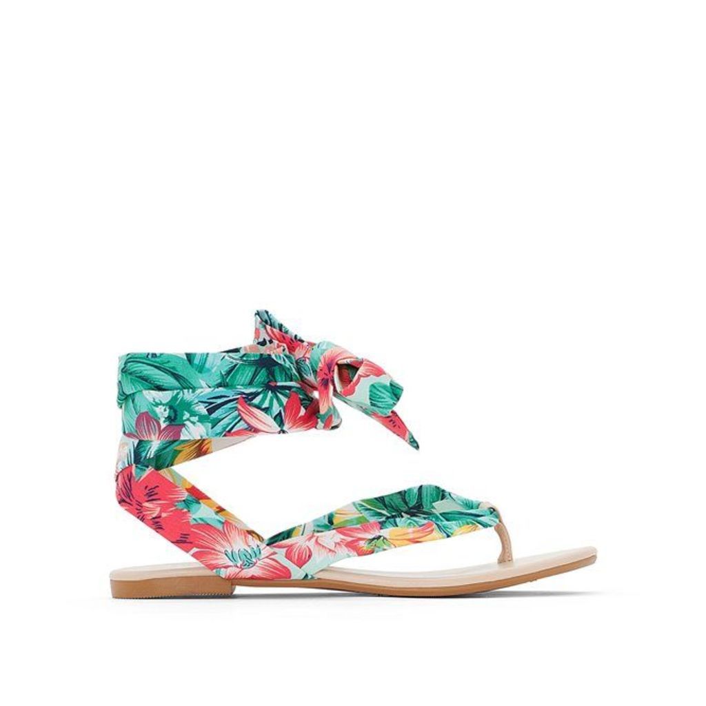 Floral Print Tie Sandals