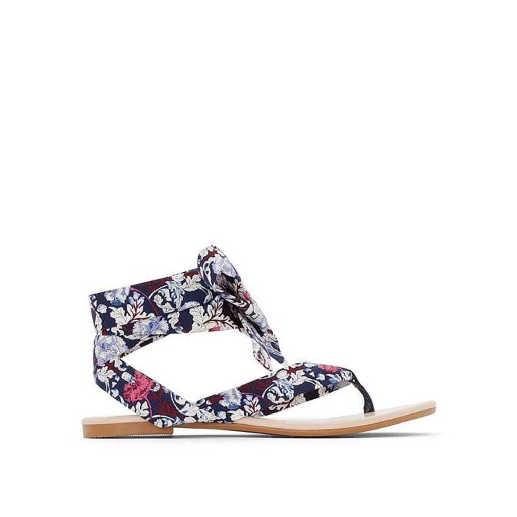 Floral Print Tie Sandals