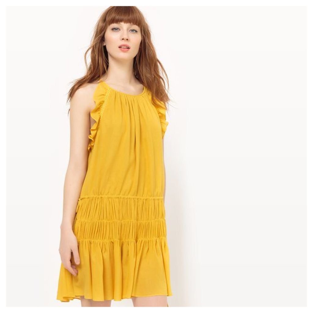 Frilled Dress with Shoestring Straps