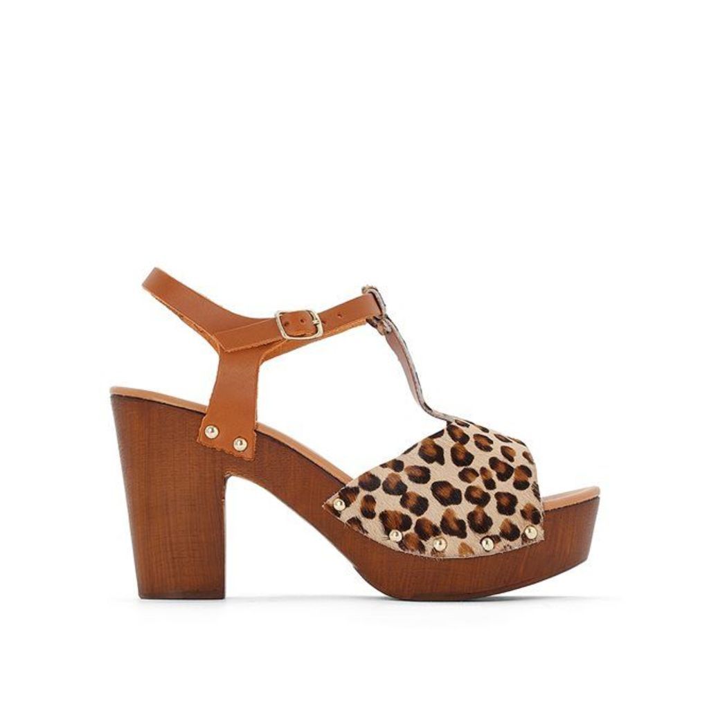 Leopard Print Leather Platform Sandals