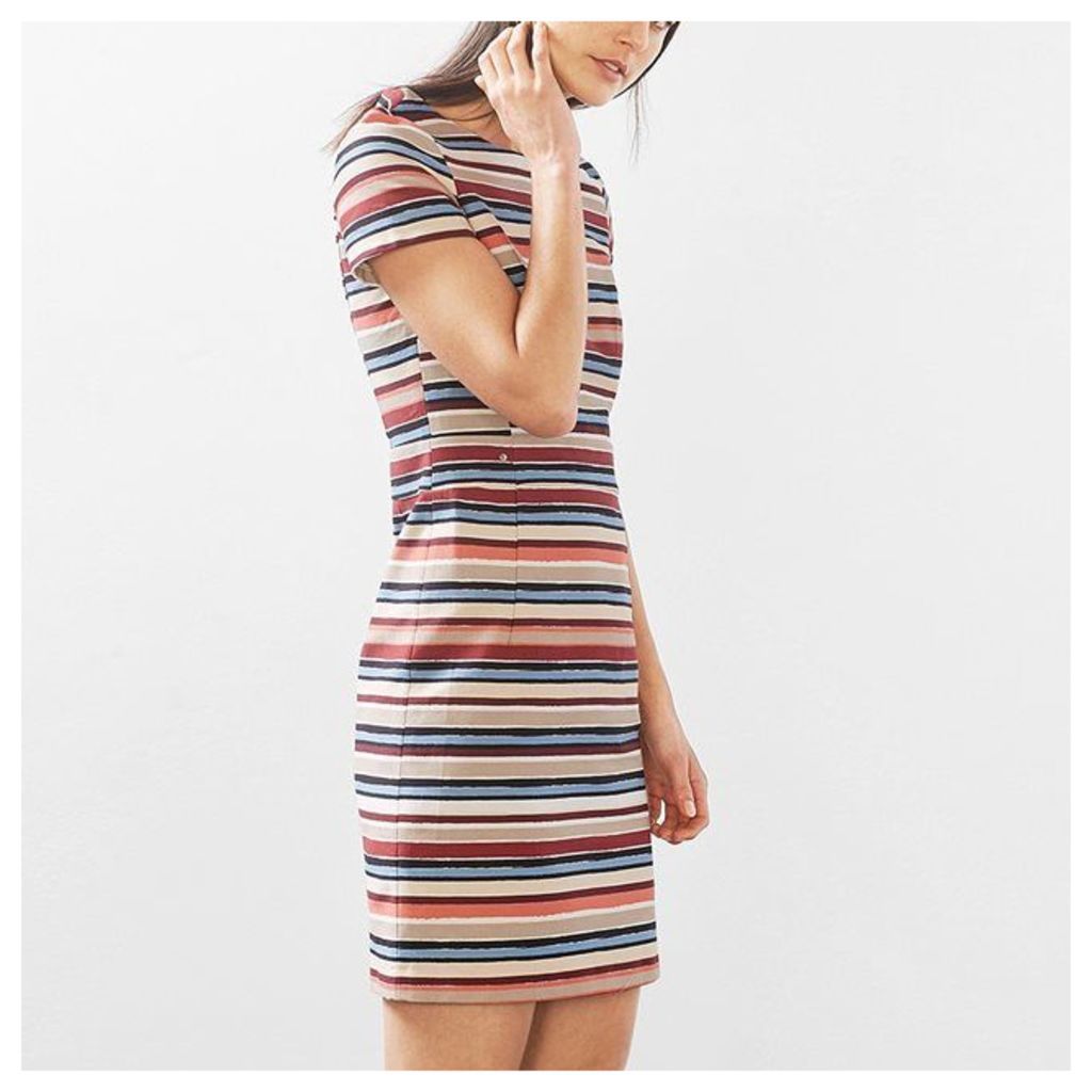Fitted Dress with Multicoloured Stripes