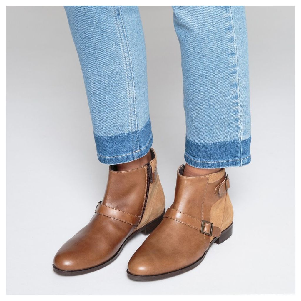 Leather Ankle Boots with Triple Buckle