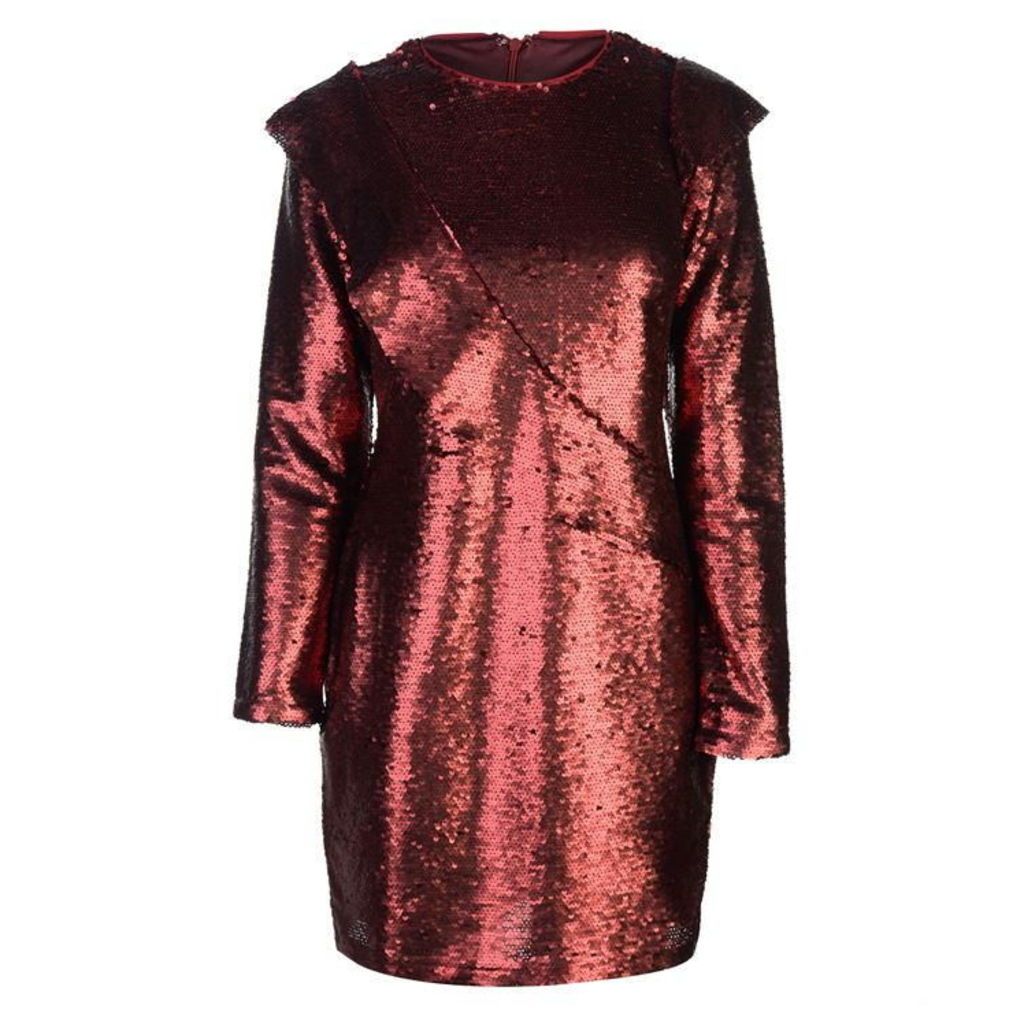 Glamorous Frill Dress - Red Sequin