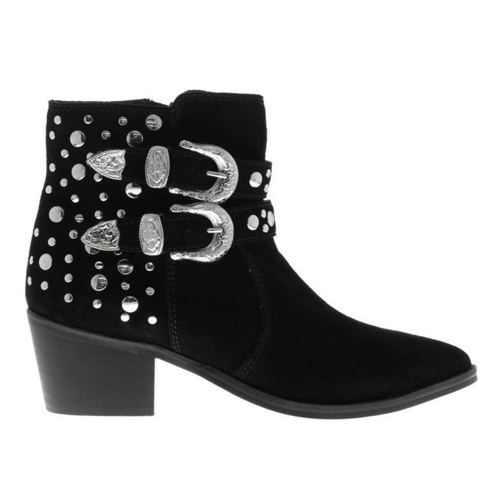 Attribute Irma Studded Ankle Boots - Black Suede