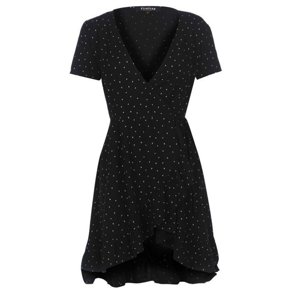Firetrap Blackseal Wrap Dress - Black Dots