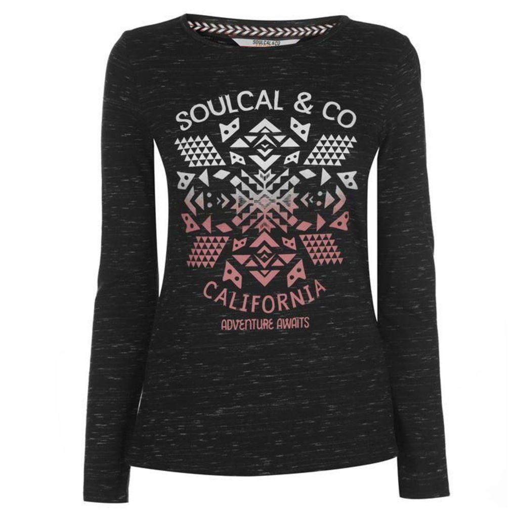 SoulCal Nav Long Sleeve T Shirt Ladies - Black Twist