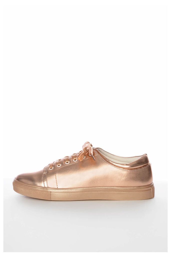 Rose Gold Lace Up Trainers