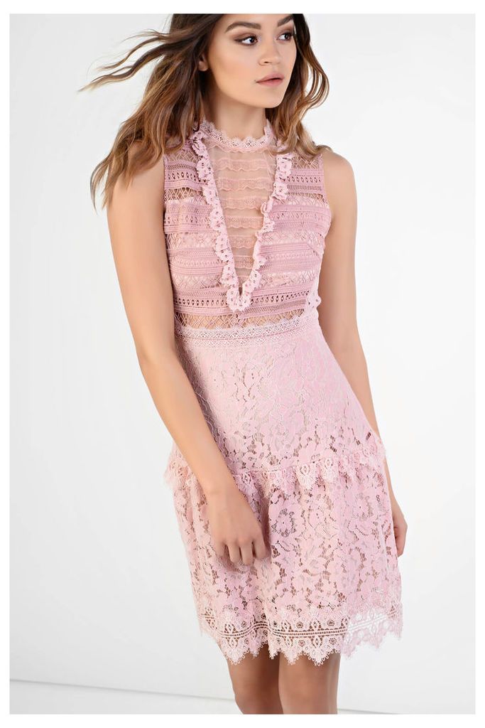 LOOK X GLAMOROUS Pink Lace Skater Dress