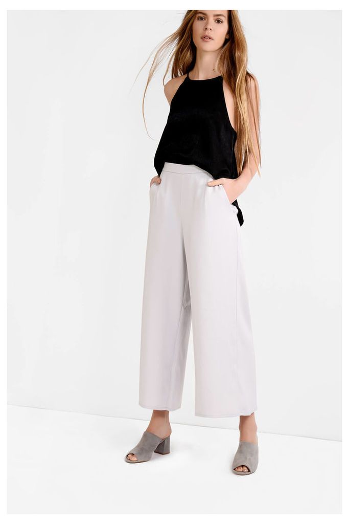 Light Grey Wide Leg Cropped Trousers