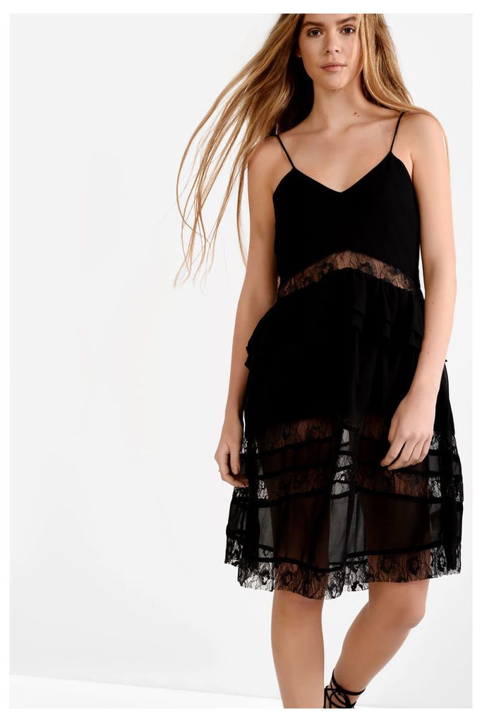 Black Lace Detail Camisole Dress