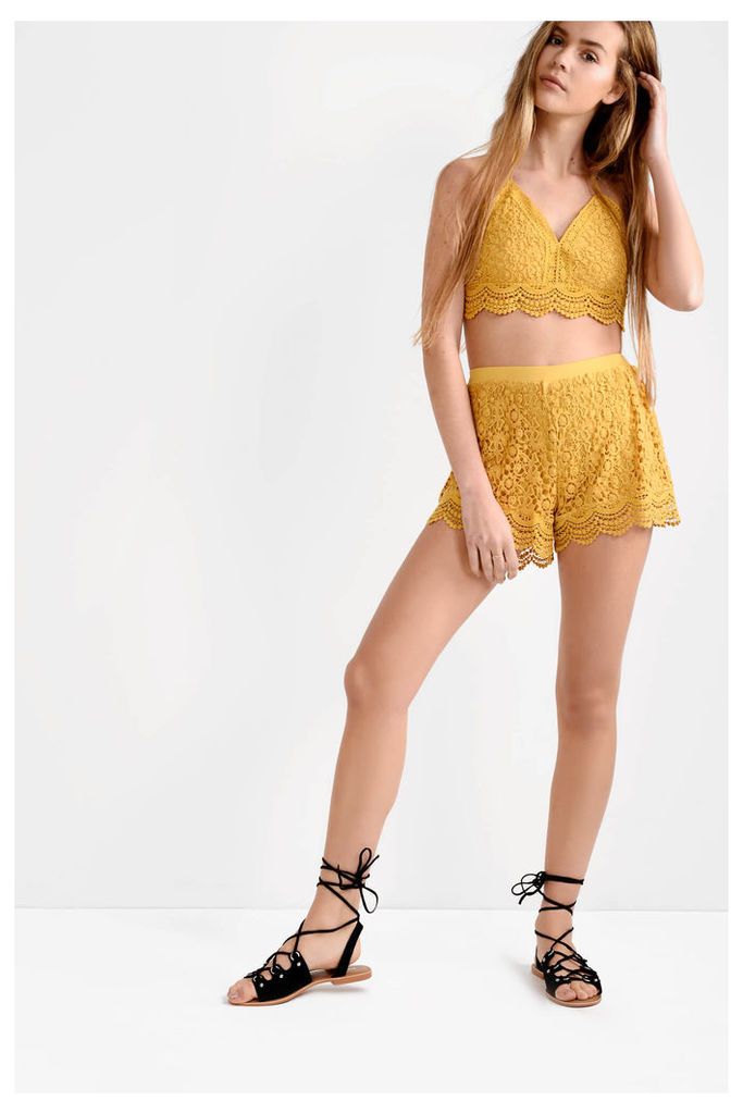 Mustard Lace Shorts