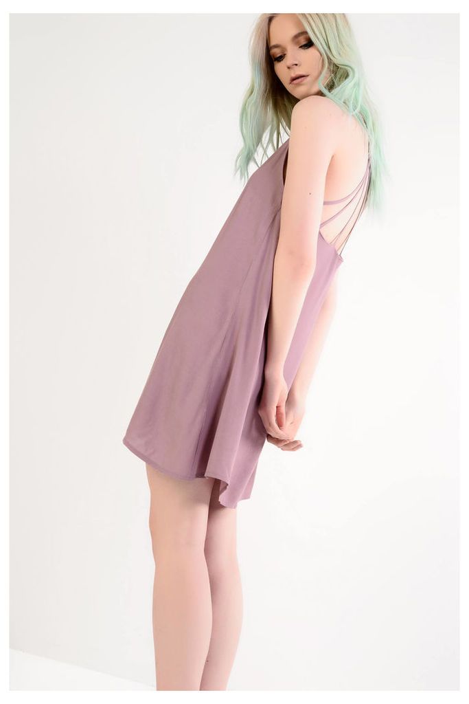 Mauve Slip Dress With Strappy Back Detail