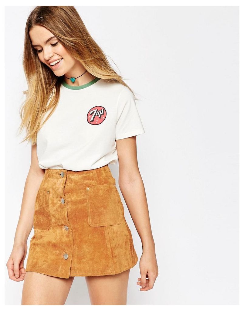 ASOS T-Shirt In Boyfriend Fit With 7 Up Print - White