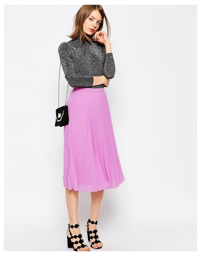 ASOS Pleated Midi Skirt - Lilac