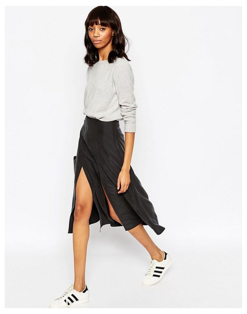 ASOS Soft Midi Skirt with Splices - Black