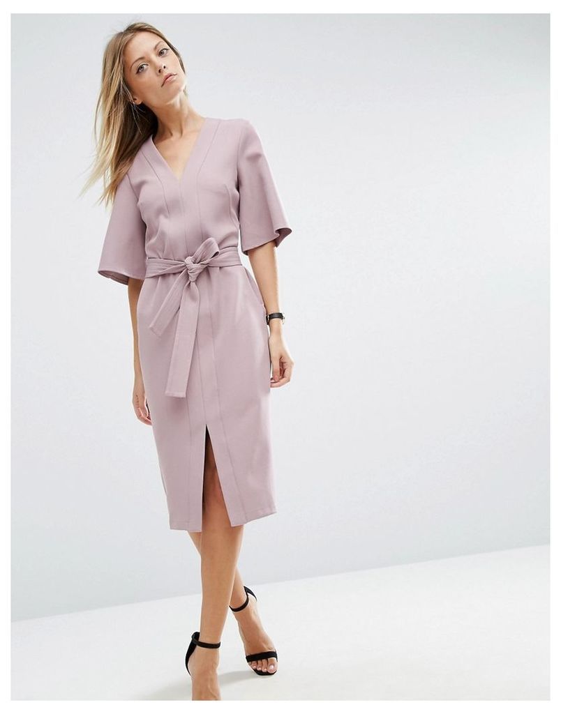 ASOS Clean Obi Wrap Dress with V Front - Lilac