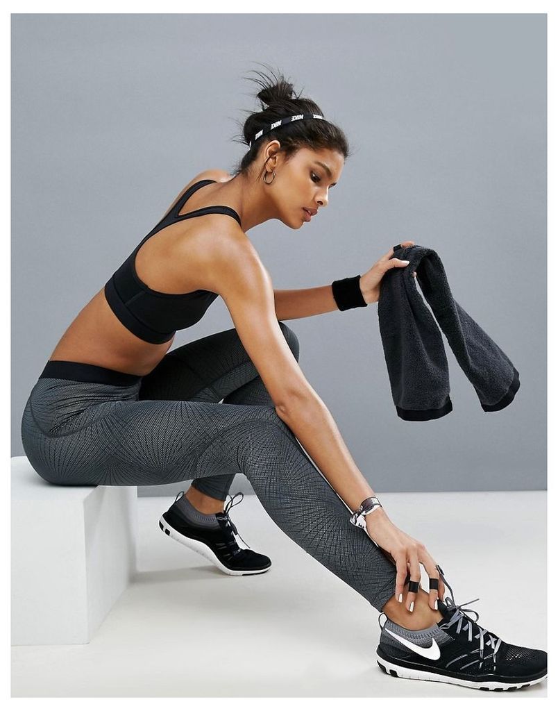 Nike Linear Printed Leggings In Grey - Racite/black/(black)