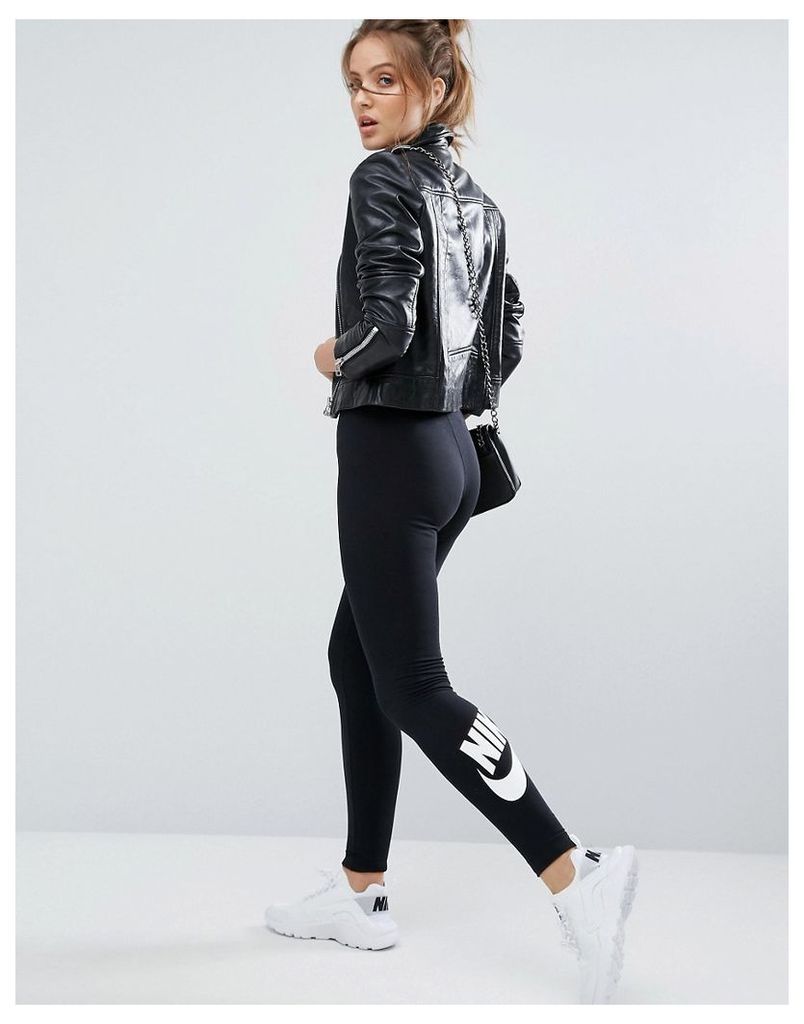 Nike Leg A See Leggings In Black With Futura Logo - Black/(white)