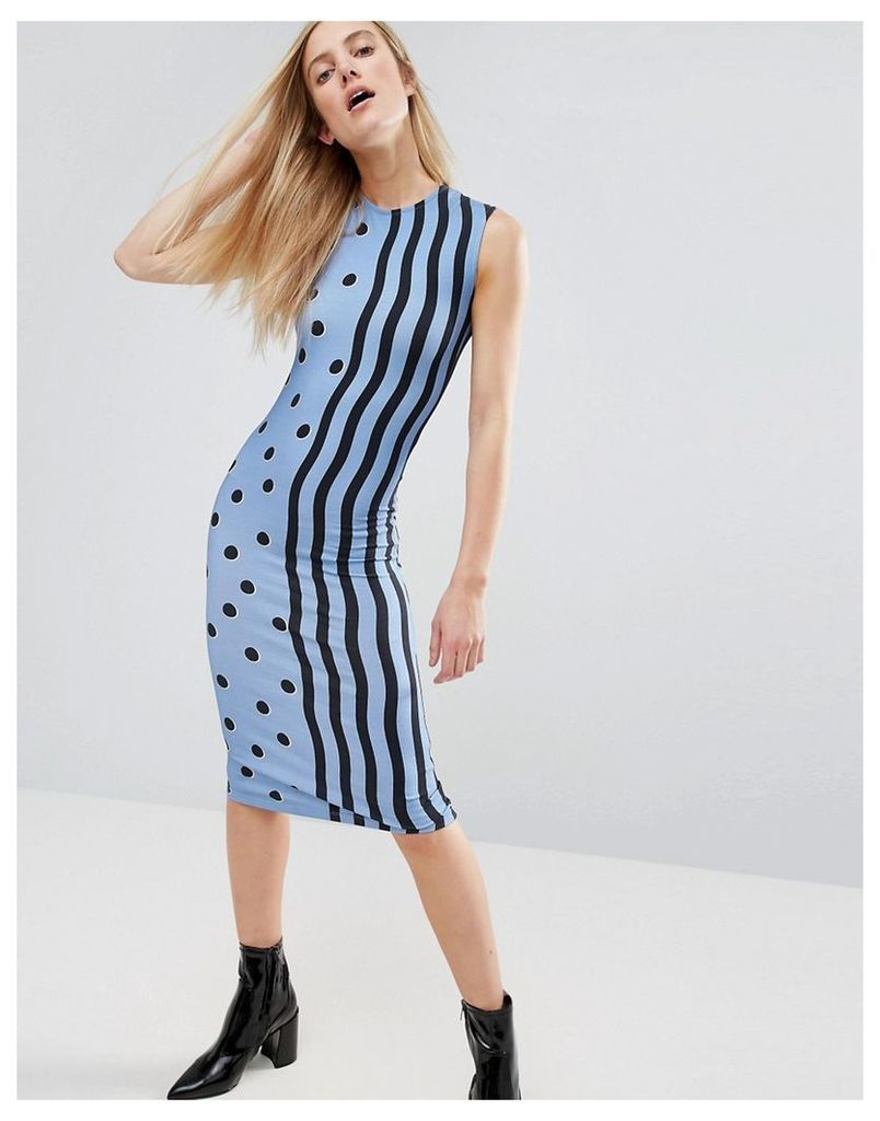 House Of Holland Squiggle Jersey Midi Dress - Blue