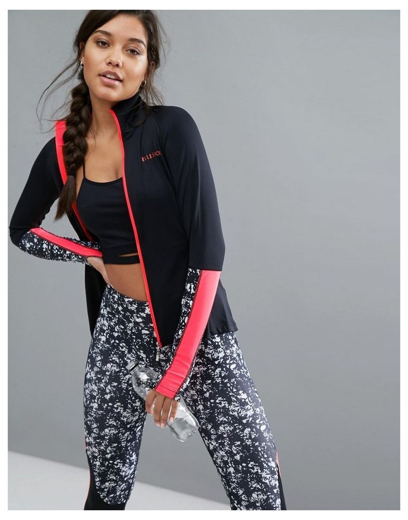 Elle Sport Colour Pop Training Long Sleeve Gym Top - Black/floral