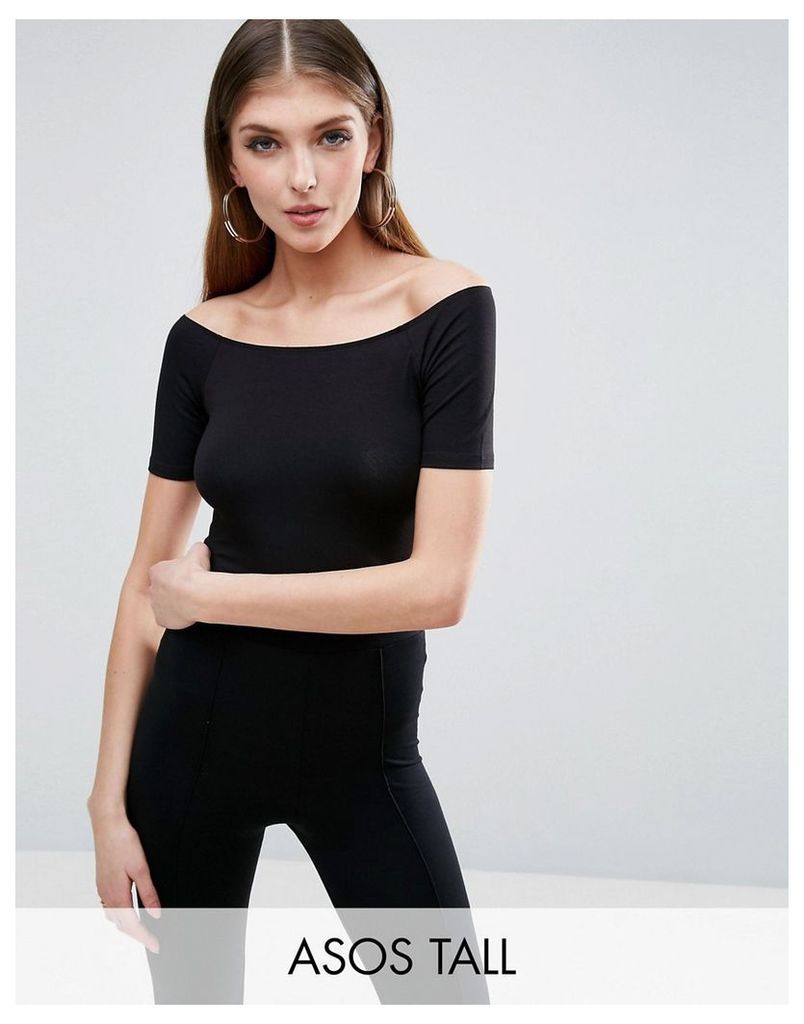 ASOS TALL Off Shoulder Top With Short Sleeve - Black