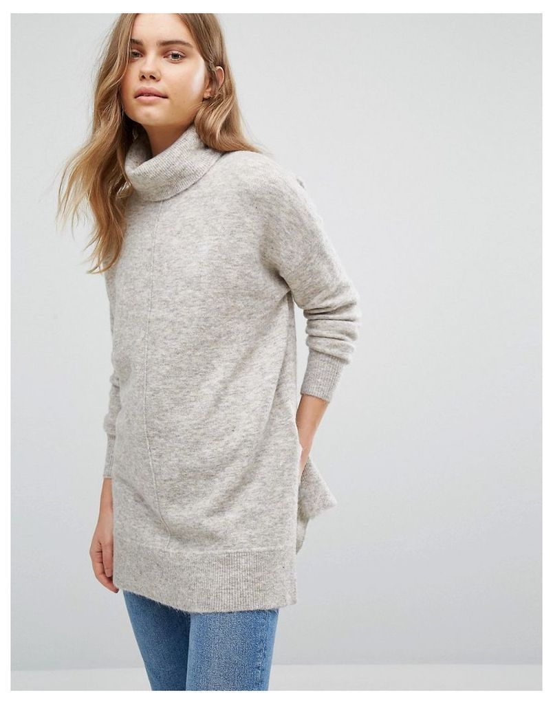 Warehouse Boxy Stretch Mohair Jumper - Neutral