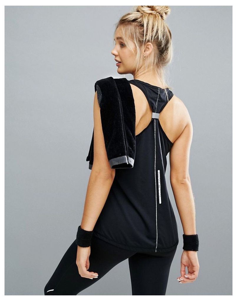 Elle Sport Tie Back Detail Gym Vest - Black/silver