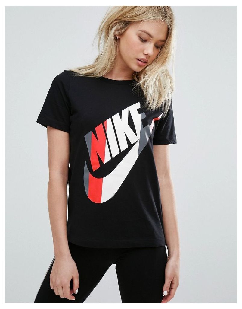 Nike Striped Logo T-Shirt - Grey
