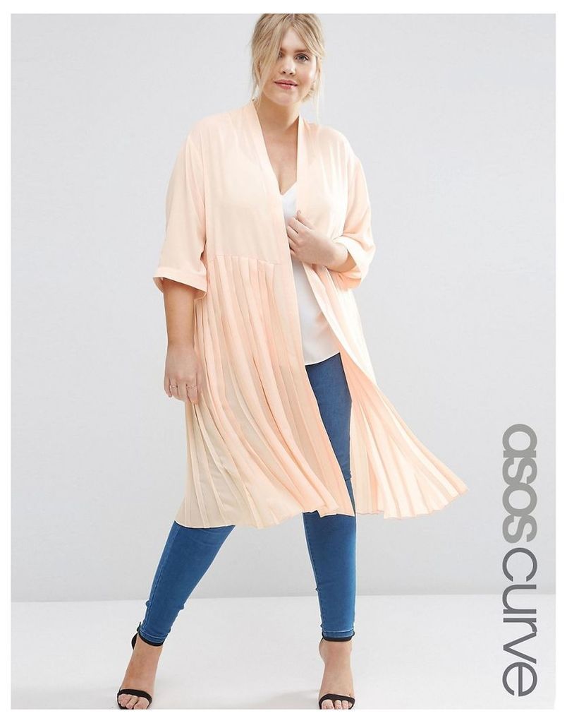 ASOS CURVE Longline Soft Blazer With Pleated Back - Blush
