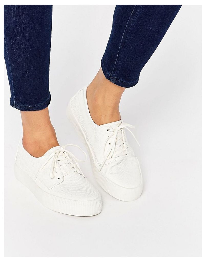 ASOS DRUMMER Snake Lace Up Trainers - White