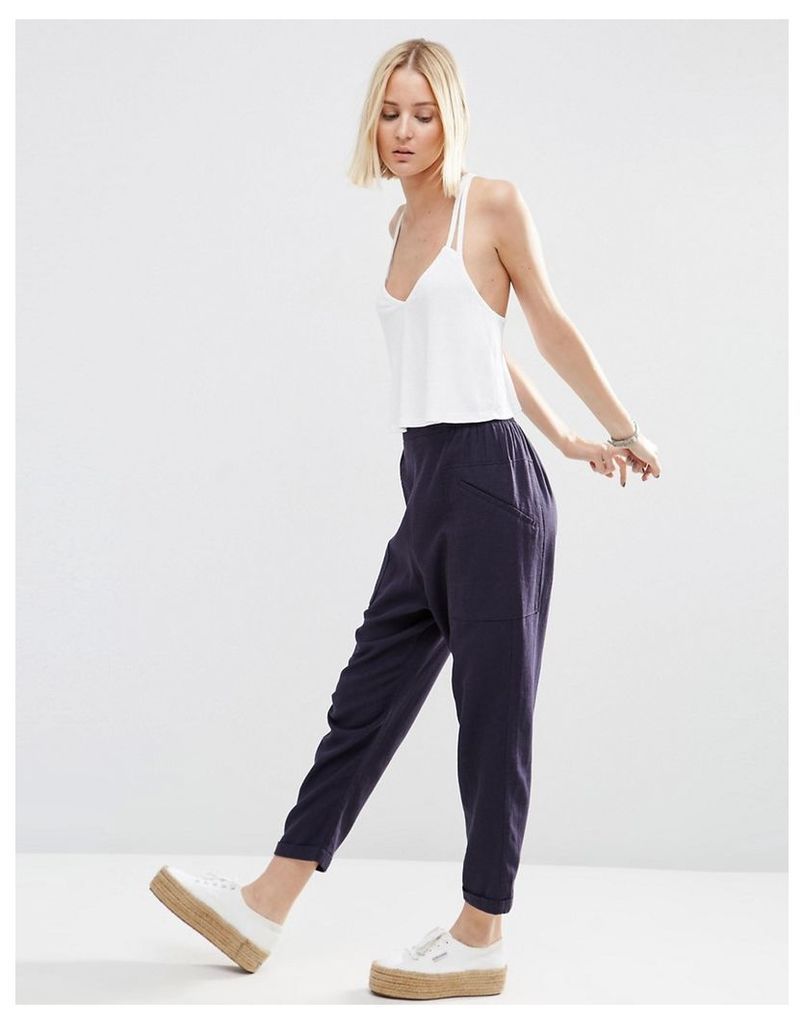 ASOS Patch Pocket Peg Trousers - Navy