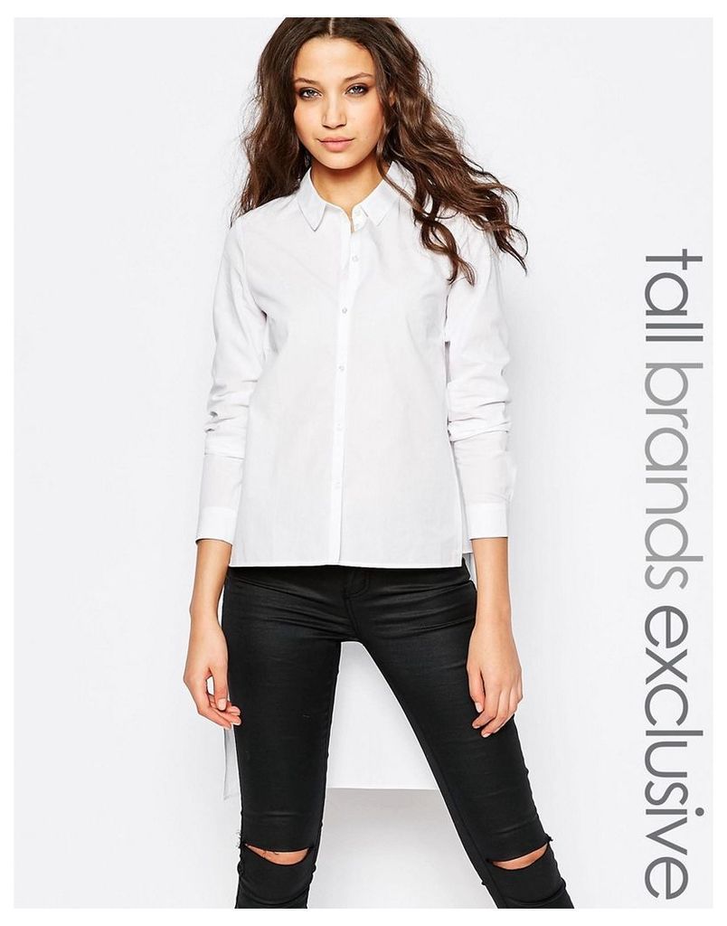Y.A.S Tall Tailored Shirt With Stepped Hem - White